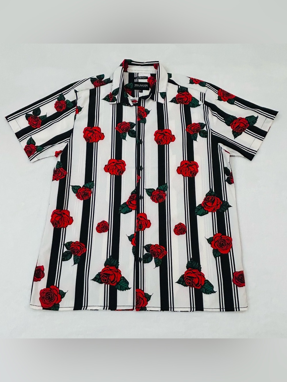 Drill Clothing Company Striped Rose Button Up Stretch Casual Top Shirt Men’s L